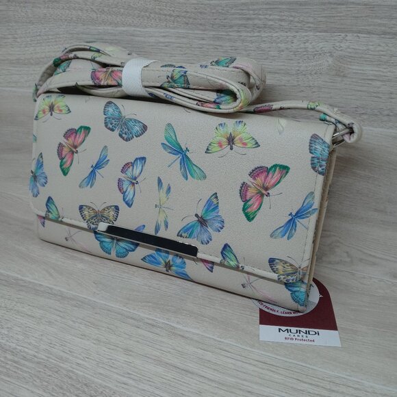 Mundi Cares Bufferfly Crossbody Purse RFID Protected/NWT - Picture 2 of 13